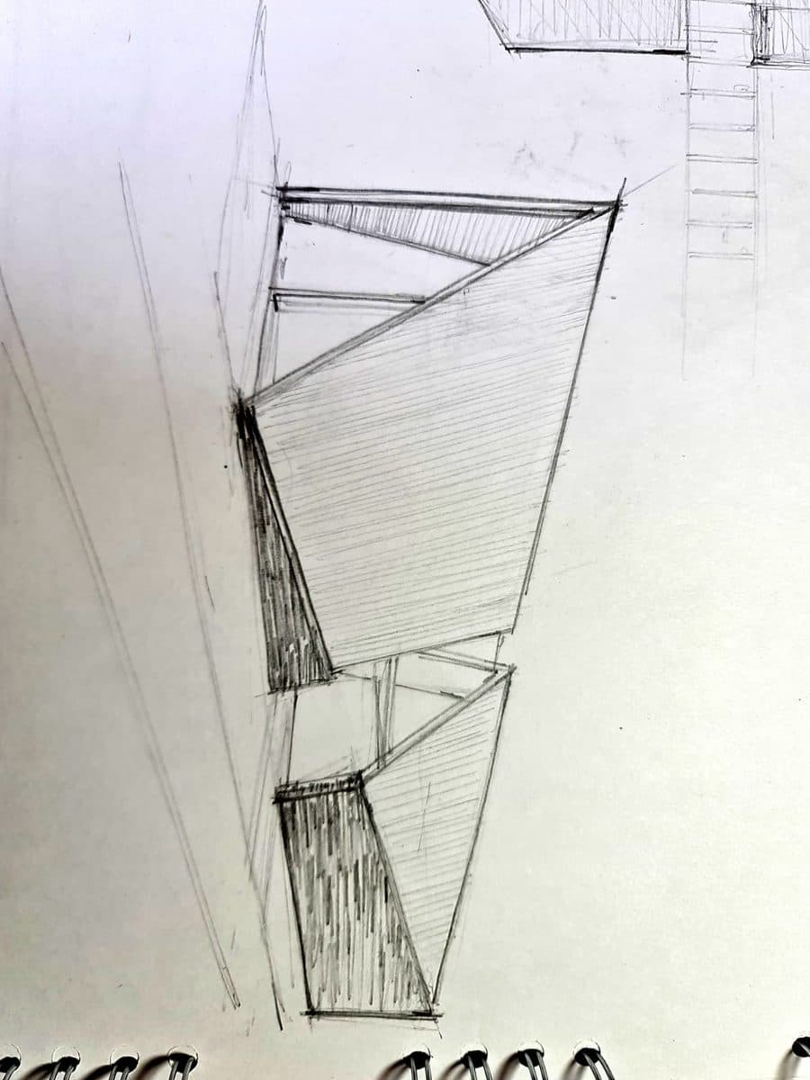 Sketch original de Capilla, pieza de la experiencia de realidad aumentada de Vicaría Arquitectura