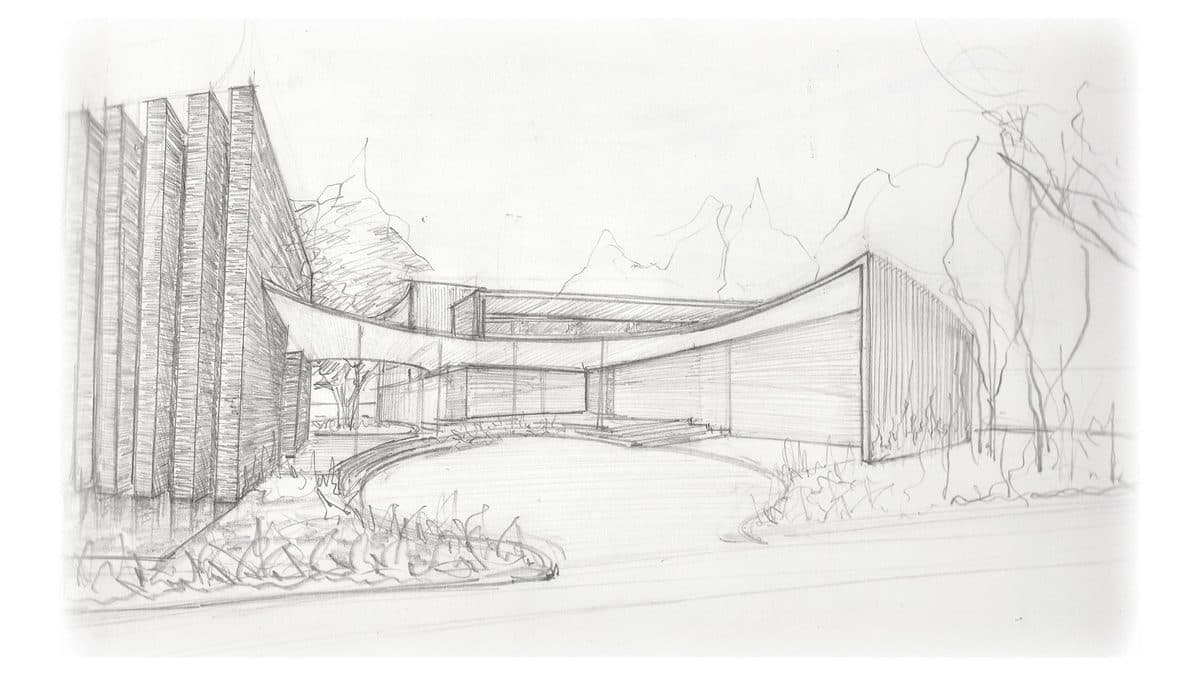 Sketch original de Casa Piano, pieza de la experiencia de realidad aumentada de Vicaría Arquitectura