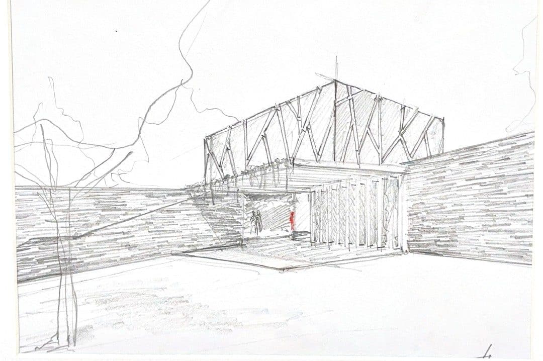 Sketch original de Colosal, pieza de la experiencia de realidad aumentada de Vicaría Arquitectura