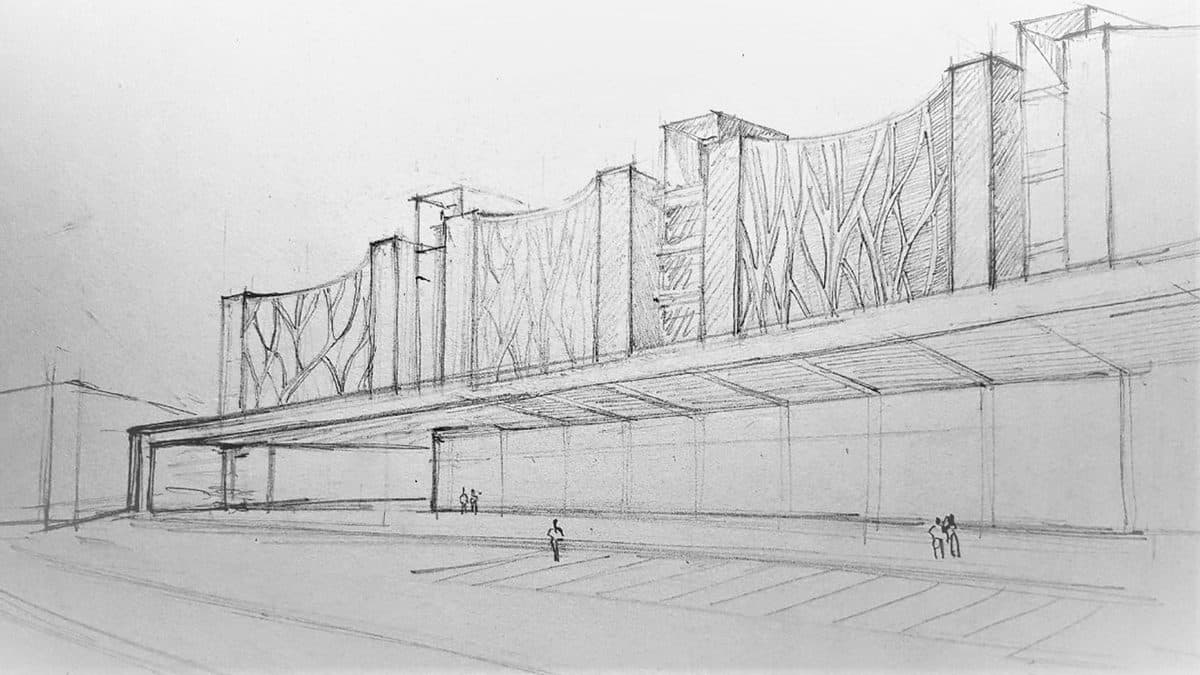 Sketch original de Lemont, pieza de la experiencia de realidad aumentada de Vicaría Arquitectura