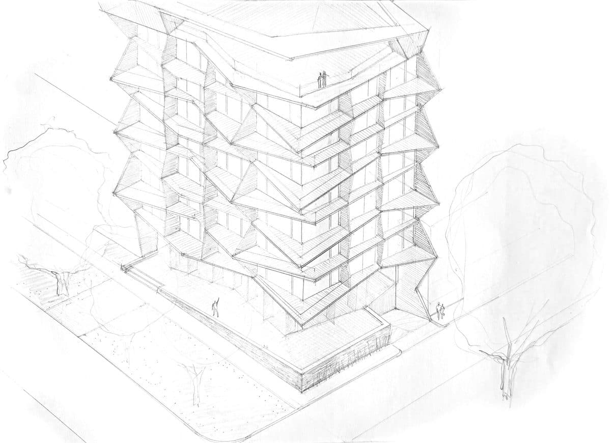 Sketch original de Mawa, pieza de la experiencia de realidad aumentada de Vicaría Arquitectura
