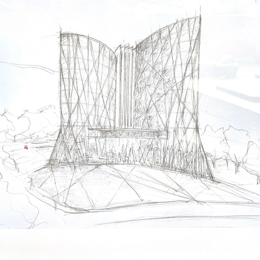 Sketch original de Milenial, pieza de la experiencia de realidad aumentada de Vicaría Arquitectura