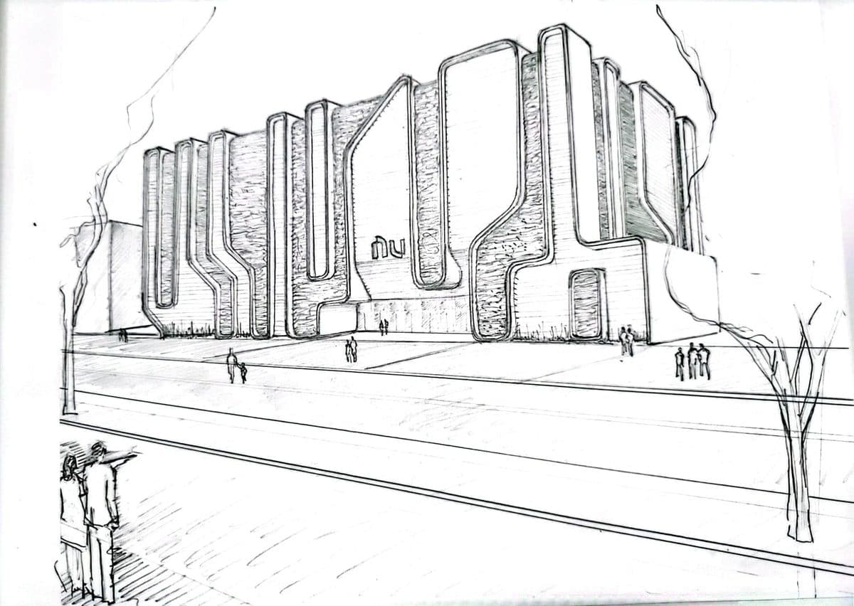 Sketch original de Nu Bank, pieza de la experiencia de realidad aumentada de Vicaría Arquitectura