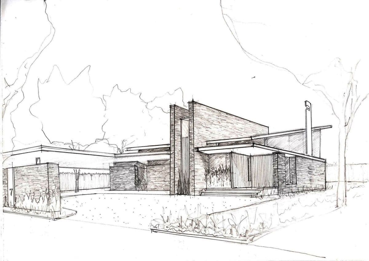 Sketch original de Rincones de Llanogrande, pieza de la experiencia de realidad aumentada de Vicaría Arquitectura