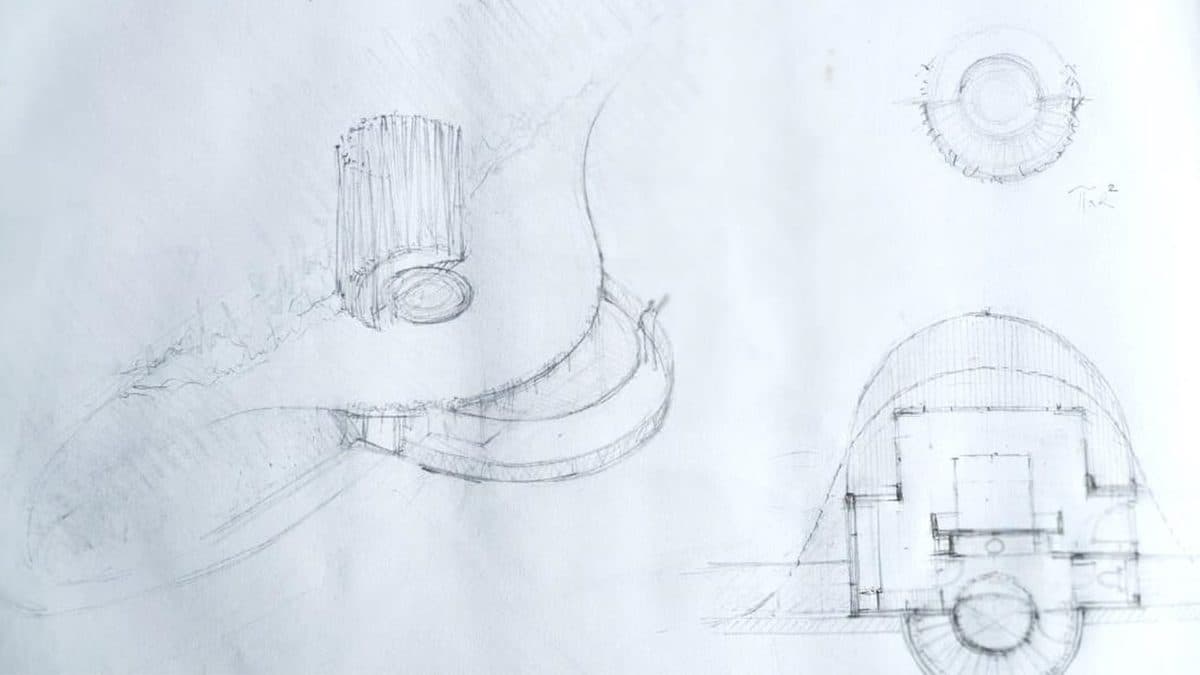 Sketch original de Valhala, pieza de la experiencia de realidad aumentada de Vicaría Arquitectura